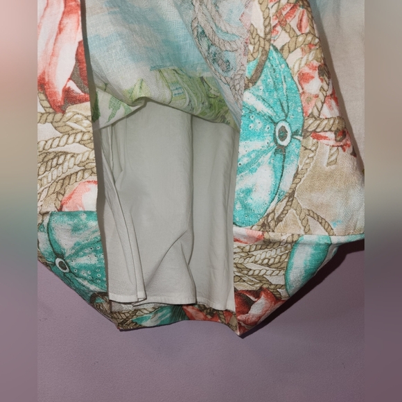 J.JILL Love 100% Linen Blue Beach Palm Tree Tropical Print Dress, size M - Picture 6 of 11